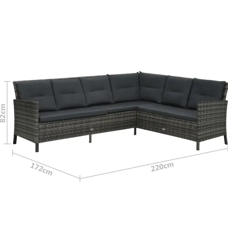 vidaXL - Eethoek - Grijs - Poly rattan