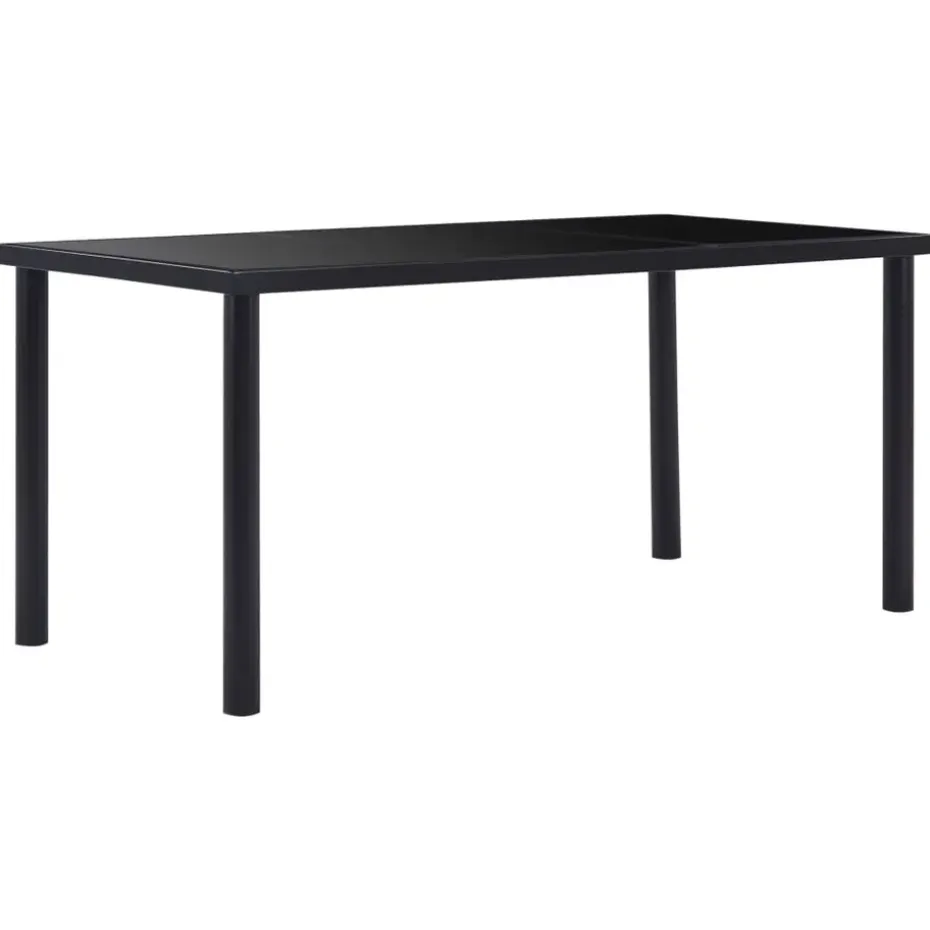vidaXL - Eettafel - Zwart - Glas - 160 x 80 x 75 cm