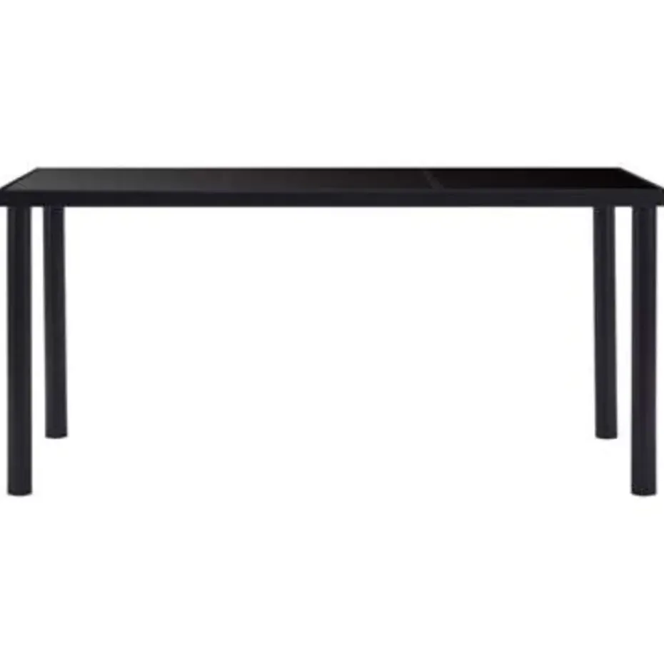 vidaXL - Eettafel - Zwart - Glas - 160 x 80 x 75 cm