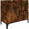 vidaXL - Gerookt eiken Wastafelonderkast - 1 deur 2 lades - Hout - 65x33x60 cm