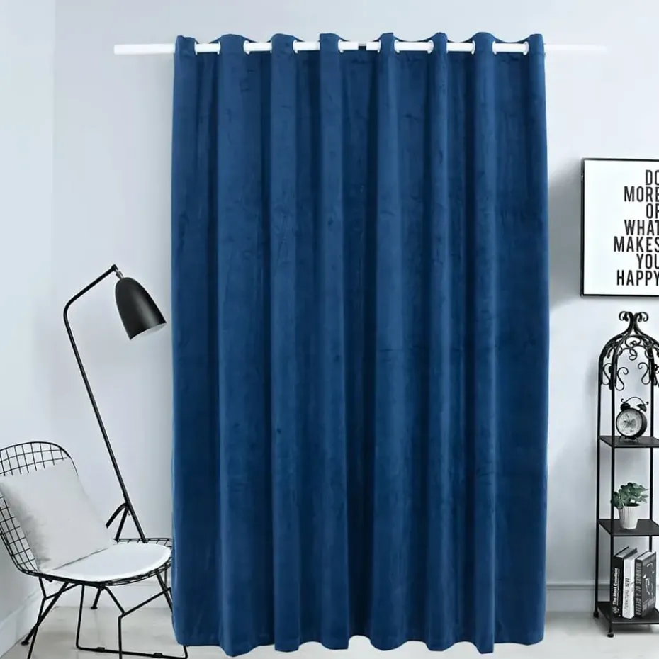 vidaXL - Gordijn - Blauw - Fluweel