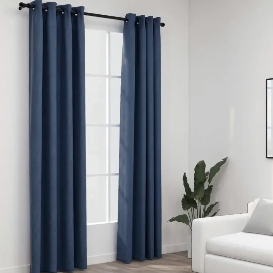 vidaXL - Gordijn - Blauw - Stof - 140 x 225 cm - 2 stuks
