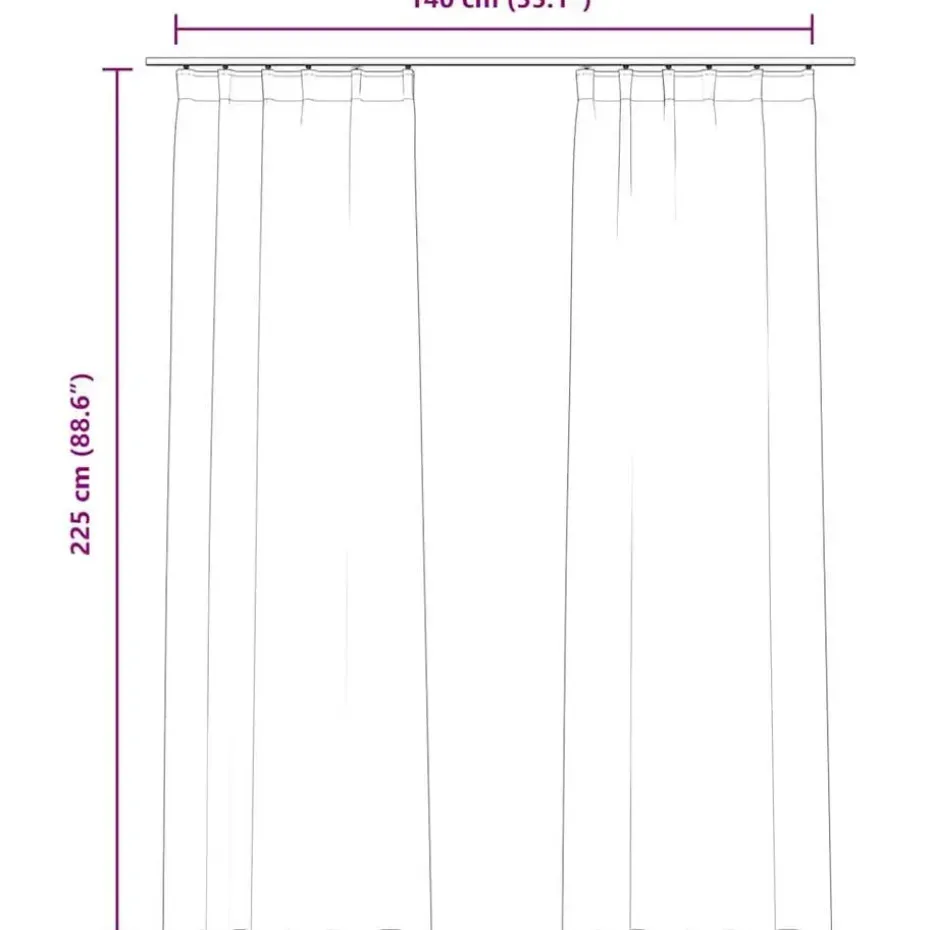 vidaXL - Gordijn - Crème - Fluweel - 140 x 225 cm - 2 stuks