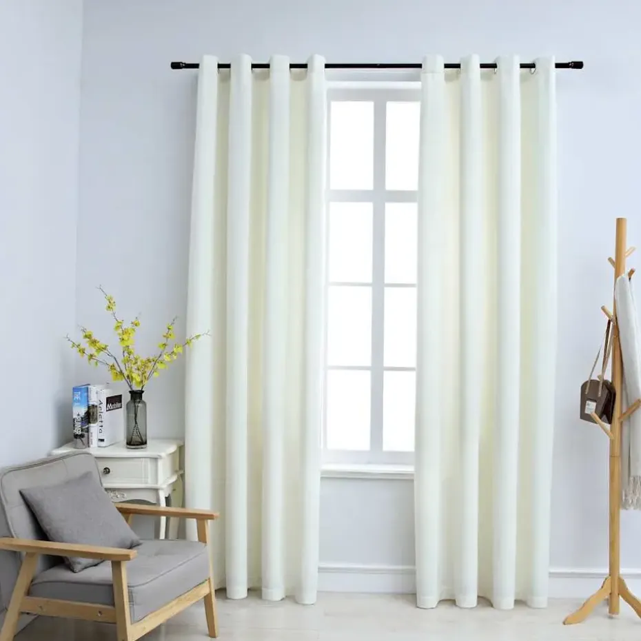 vidaXL - Gordijn - Crème - Fluweel - 140 x 225 cm - 2 stuks