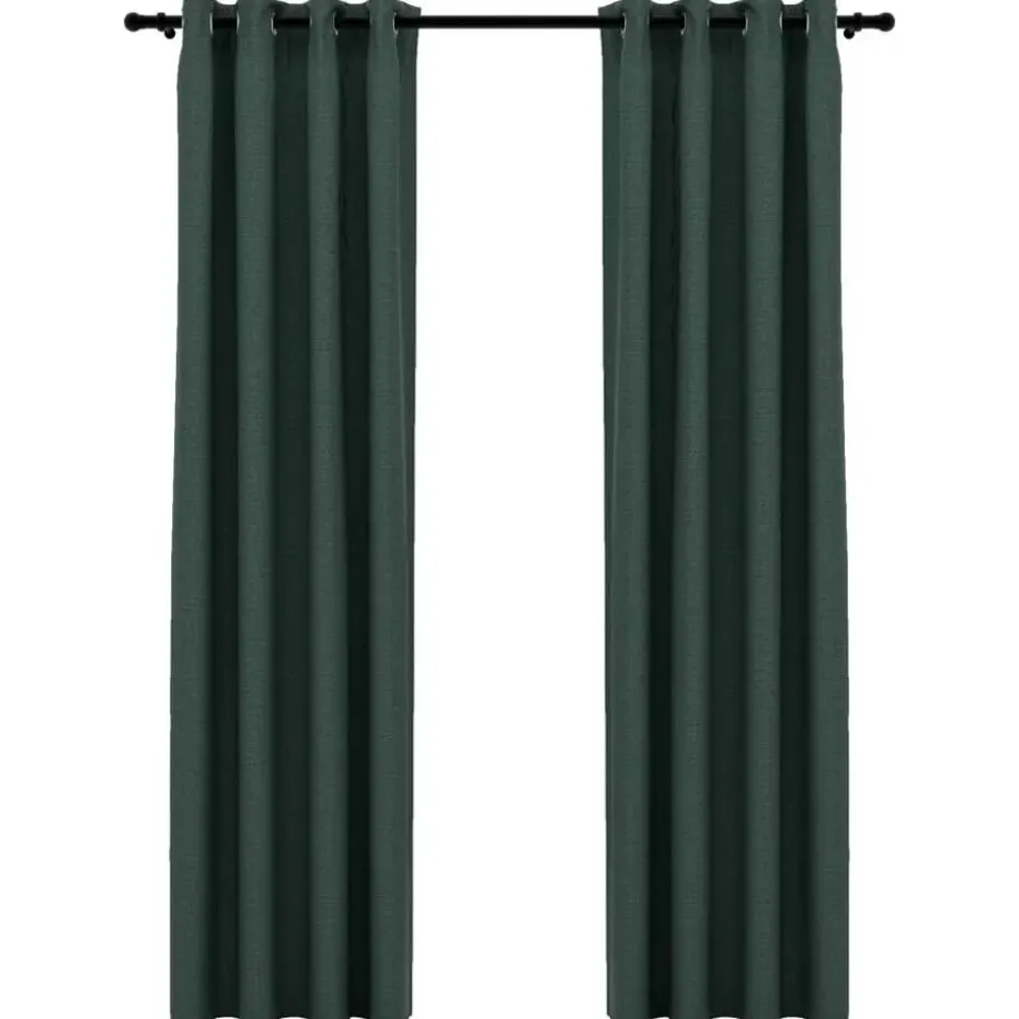 vidaXL - Gordijn - Groen - Stof - 140 x 245 cm - 2 stuks