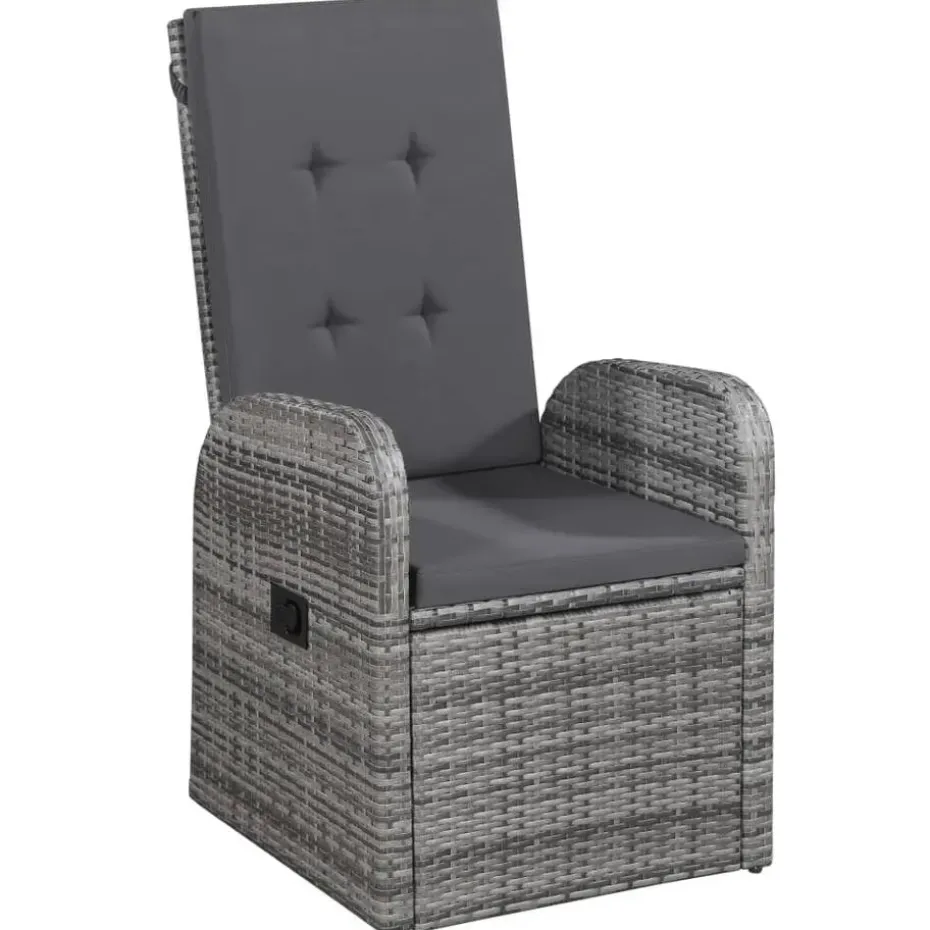 vidaXL - Grijs Tuinset - 6 verstelbaar stoelen en 150x90 cm tafel - Poly rattan