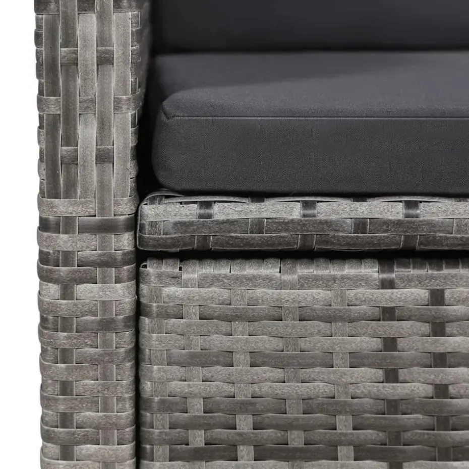 vidaXL - Grijs Tuinset - 4 verstelbaar stoelen en 85x85 cm tafel - Poly rattan