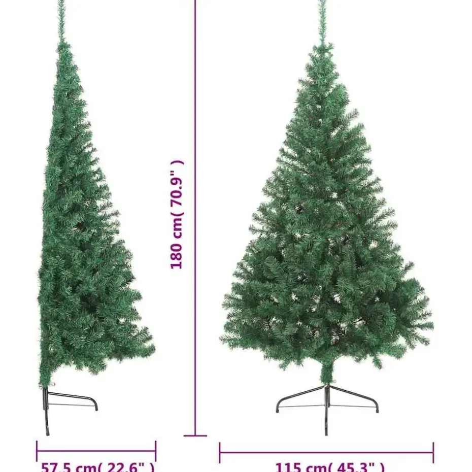 vidaXL - Halve Kerstboom - Groen - 180 x 115 cm