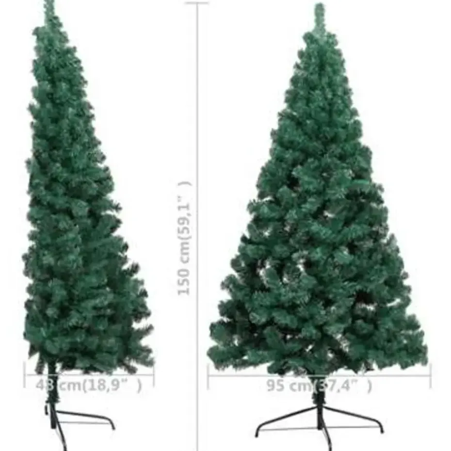 vidaXL - Halve Kerstboom - Groen - 150 x 95 cm