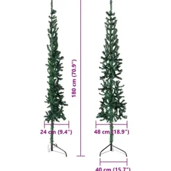 vidaXL - Halve Kunstkerstboom - Groen - 180 cm