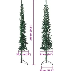 vidaXL - Halve Kunstkerstboom - Groen - 240 cm