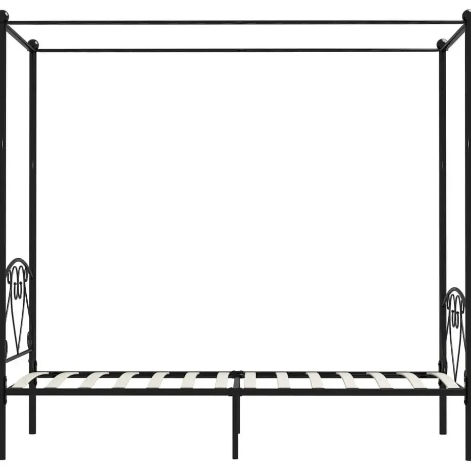 vidaXL - Hemelbed met hoofdbord - Zwart - Metaal - 90x200 cm