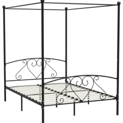 vidaXL - Hemelbed met hoofdbord - Zwart - Metaal - 160x200 cm