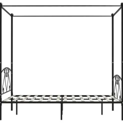 vidaXL - Hemelbed met hoofdbord - Zwart - Metaal - 160x200 cm