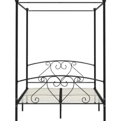 vidaXL - Hemelbed met hoofdbord - Zwart - Metaal - 160x200 cm