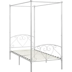 vidaXL - Hemelbed met hoofdbord - Wit - Metaal - 100x200 cm