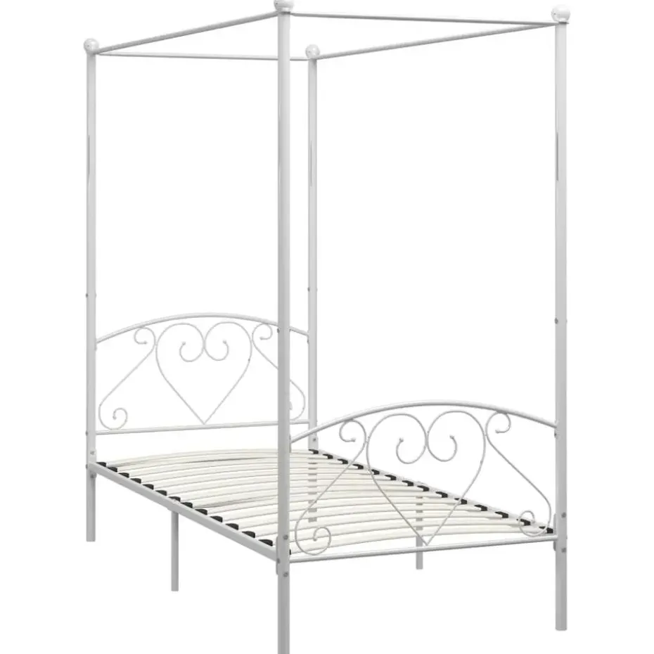 vidaXL - Hemelbed met hoofdbord - Wit - Metaal - 100x200 cm