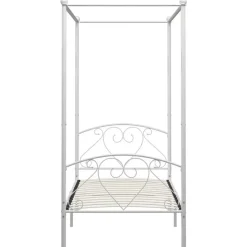 vidaXL - Hemelbed met hoofdbord - Wit - Metaal - 100x200 cm