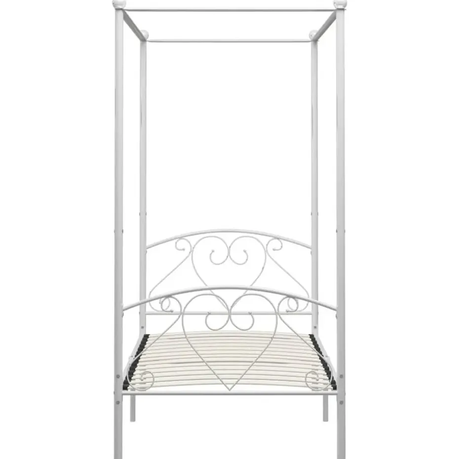 vidaXL - Hemelbed met hoofdbord - Wit - Metaal - 100x200 cm
