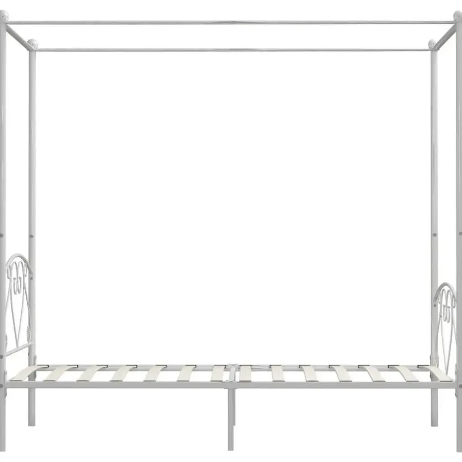 vidaXL - Hemelbed met hoofdbord - Wit - Metaal - 100x200 cm