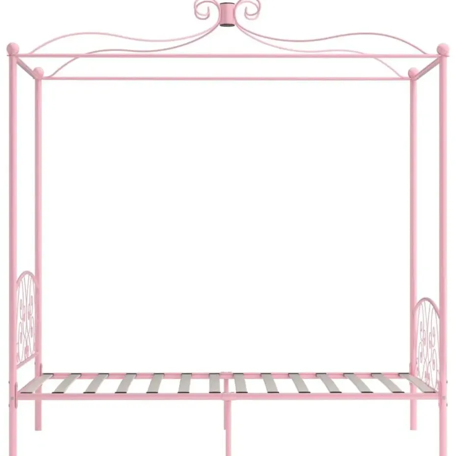 vidaXL - Hemelbed met verfijnd ontwerp - Roze - Metaal - 100x200 cm