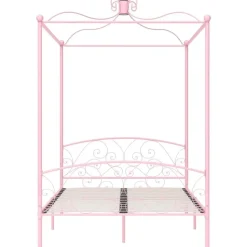 vidaXL - Hemelbed met verfijnd ontwerp - Roze - Metaal - 140x200 cm