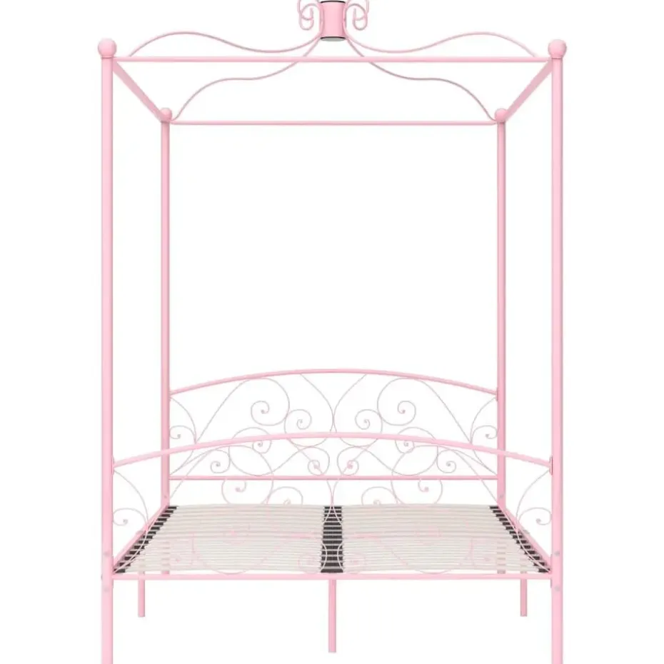 vidaXL - Hemelbed met verfijnd ontwerp - Roze - Metaal - 140x200 cm