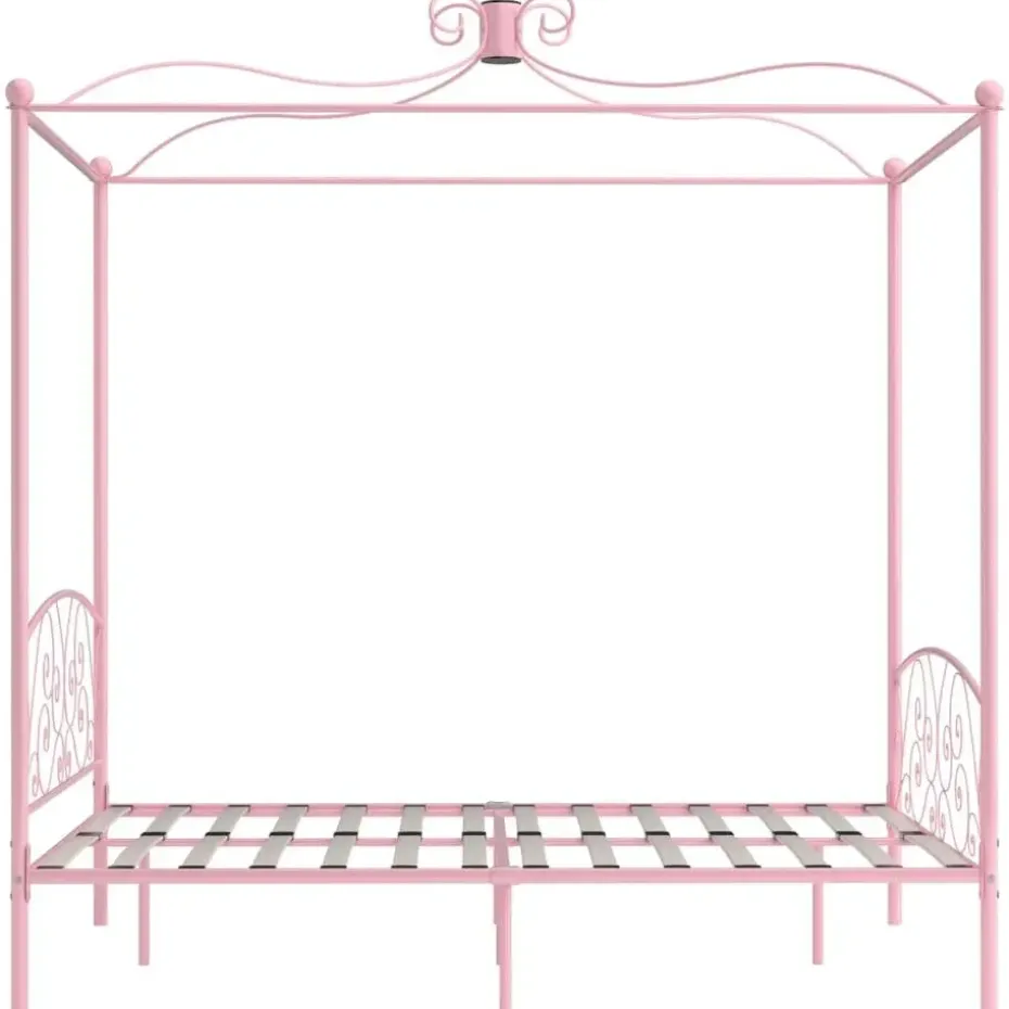 vidaXL - Hemelbed met verfijnd ontwerp - Roze - Metaal - 140x200 cm