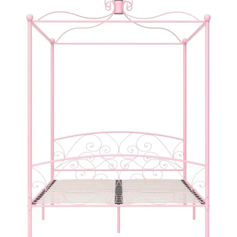 vidaXL - Hemelbed met verfijnd ontwerp - Roze - Metaal - 160x200 cm