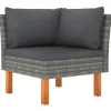 vidaXL - Hoekbank - Grijs - Poly rattan en massief eucalyptushout