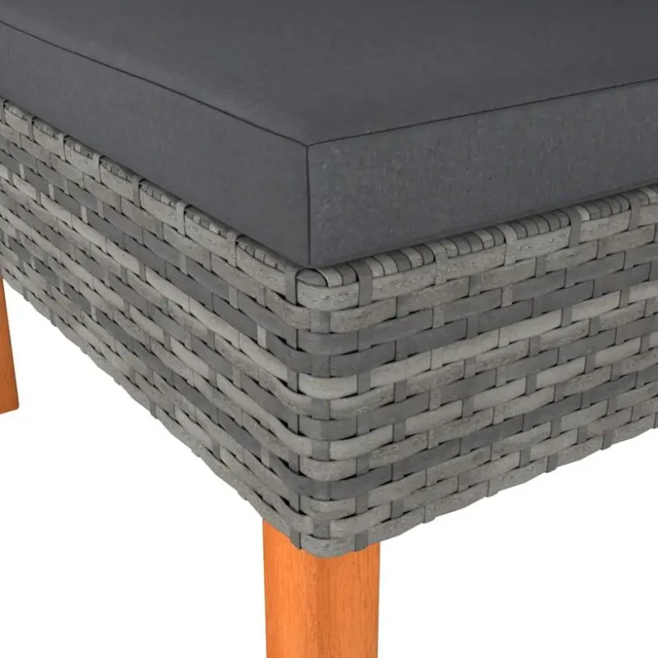 vidaXL - Hoekbank - Grijs - Poly rattan en massief eucalyptushout