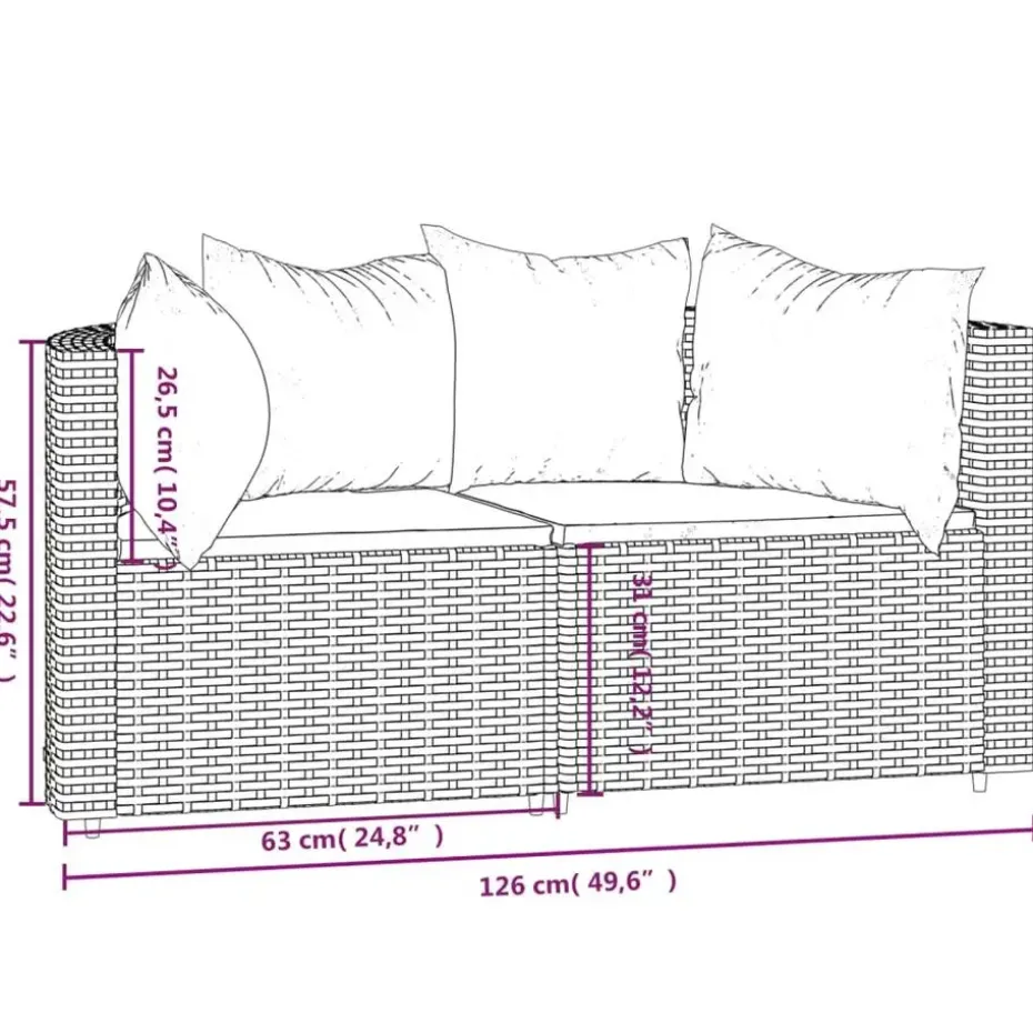 vidaXL - Hoekbank - Zwart - Poly rattan