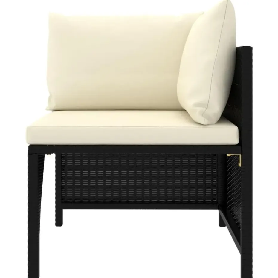 vidaXL - Hoekbank sectioneel - Zwart - Poly rattan - Met kussens