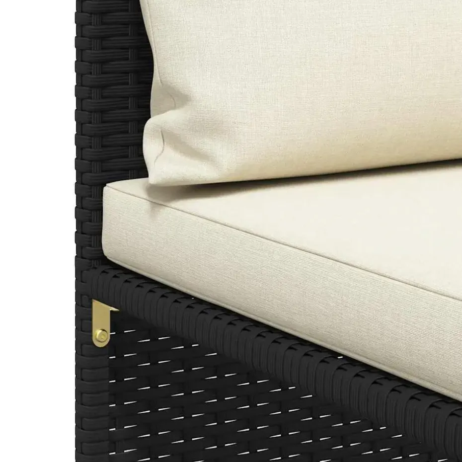 vidaXL - Hoekbank sectioneel - Zwart - Poly rattan - Met kussens