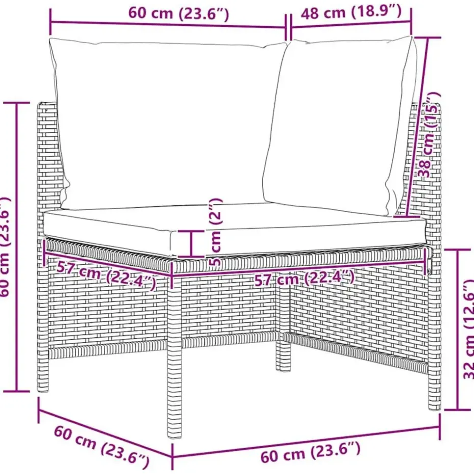 vidaXL - Hoekbank sectioneel - Grijs - Poly rattan - Met kussens