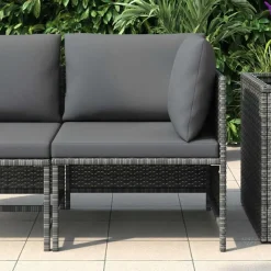 vidaXL - Hoekbank sectioneel - Grijs - Poly rattan - Met kussens