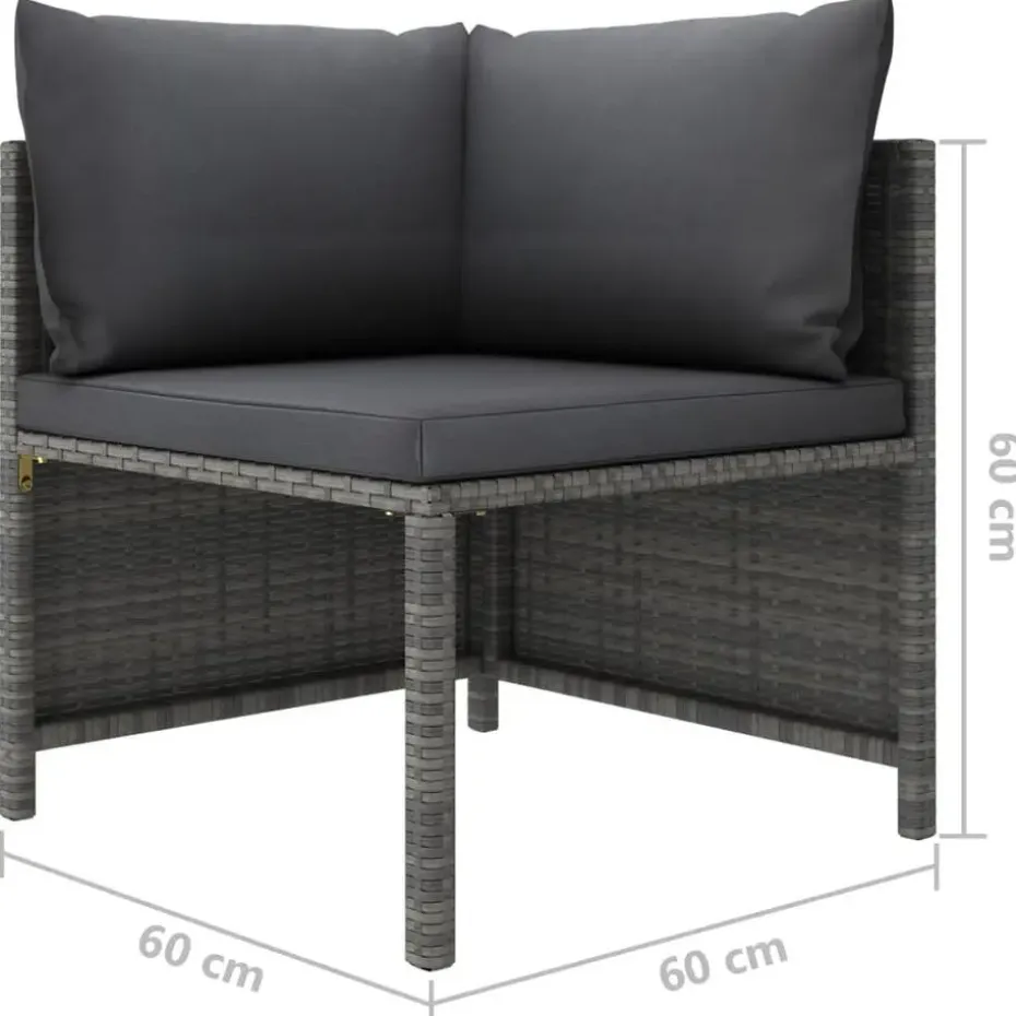 vidaXL - Hoekbank sectioneel - Grijs - Poly rattan - Met kussens