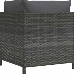 vidaXL - Hoekbank sectioneel - Grijs - Poly rattan - Met kussens