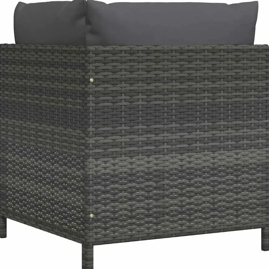 vidaXL - Hoekbank sectioneel - Grijs - Poly rattan - Met kussens