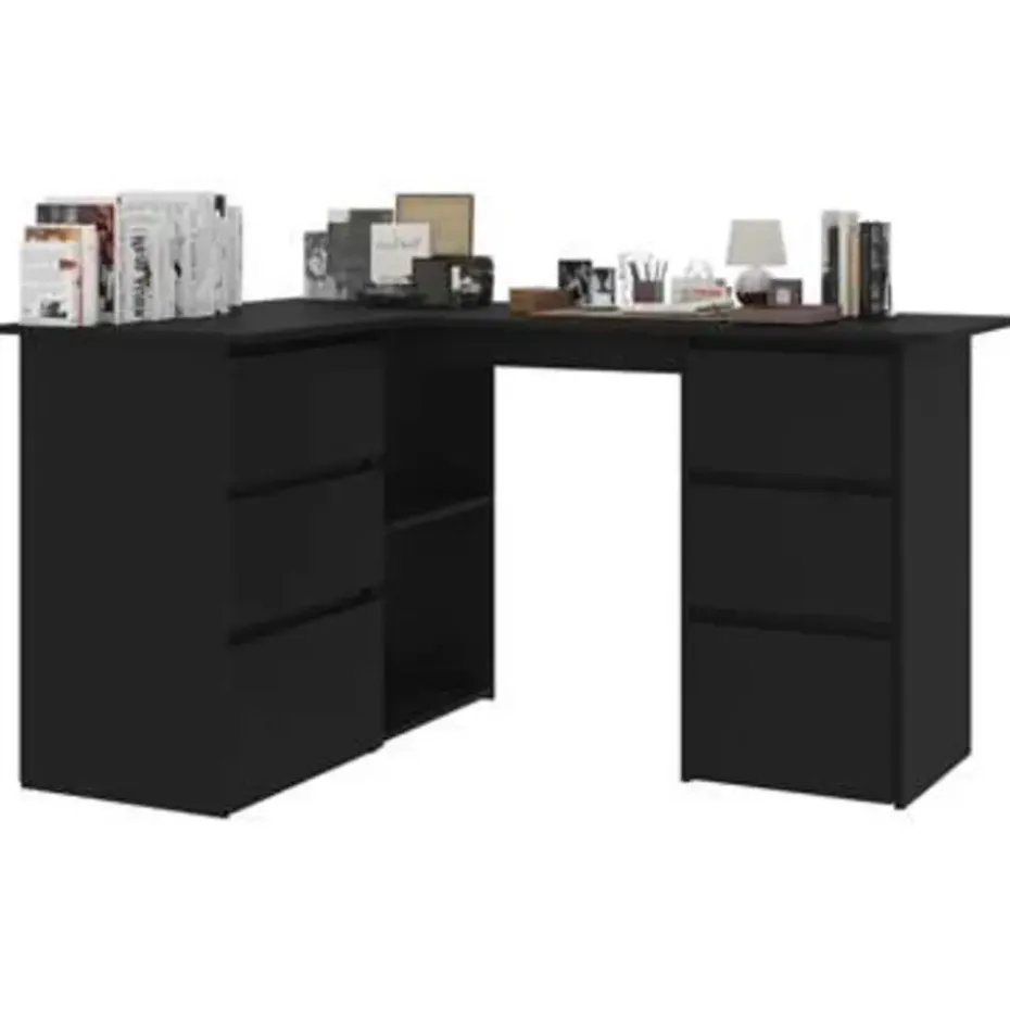 vidaXL - Hoekbureau - Zwart - Bewerkt hout