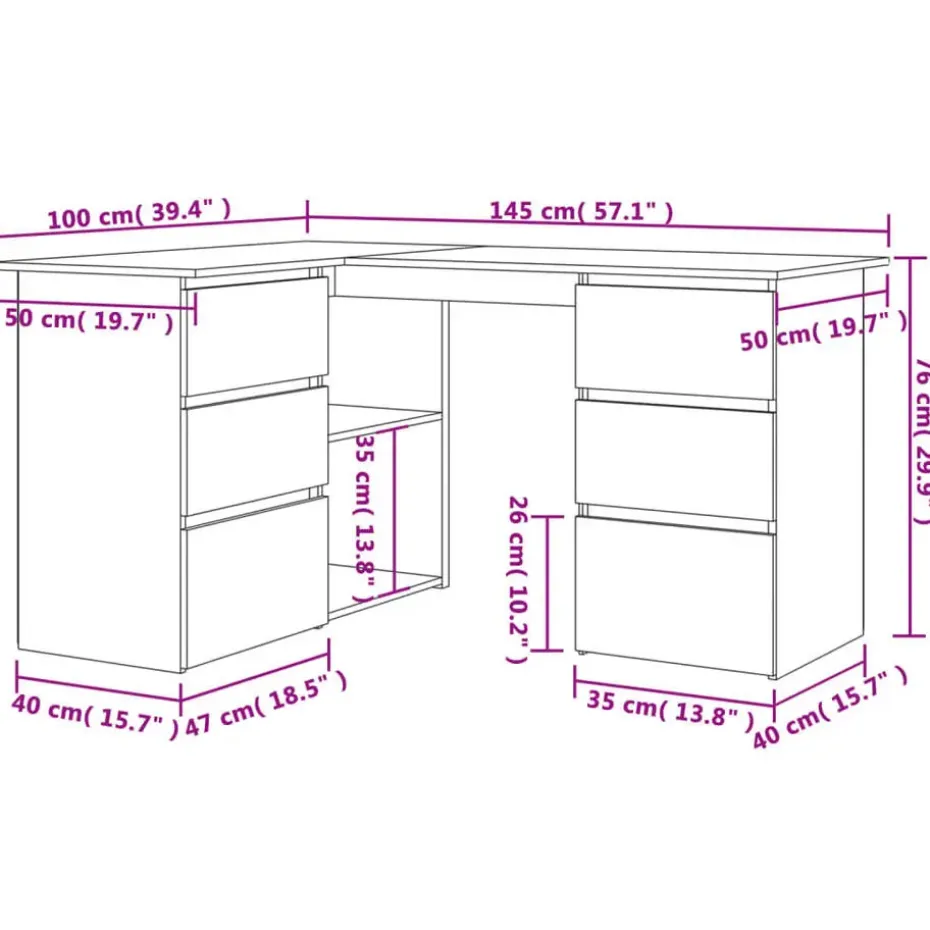 vidaXL - Hoekbureau - Zwart - Bewerkt hout