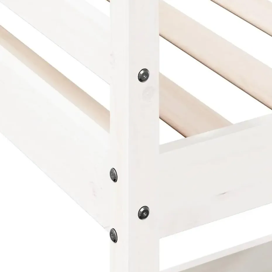 vidaXL - Hoogslaper met bureau - Wit - Massief grenenhout - 90x190 cm