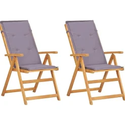 vidaXL - Houten Stoel - Grijs - Hout - 2 stuks