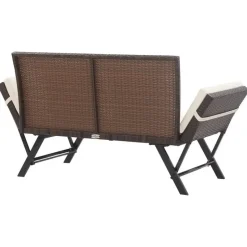 vidaXL - 2-in-1 Tuinbankje met kussens - Bruin - Poly rattan - 176x70x80 cm