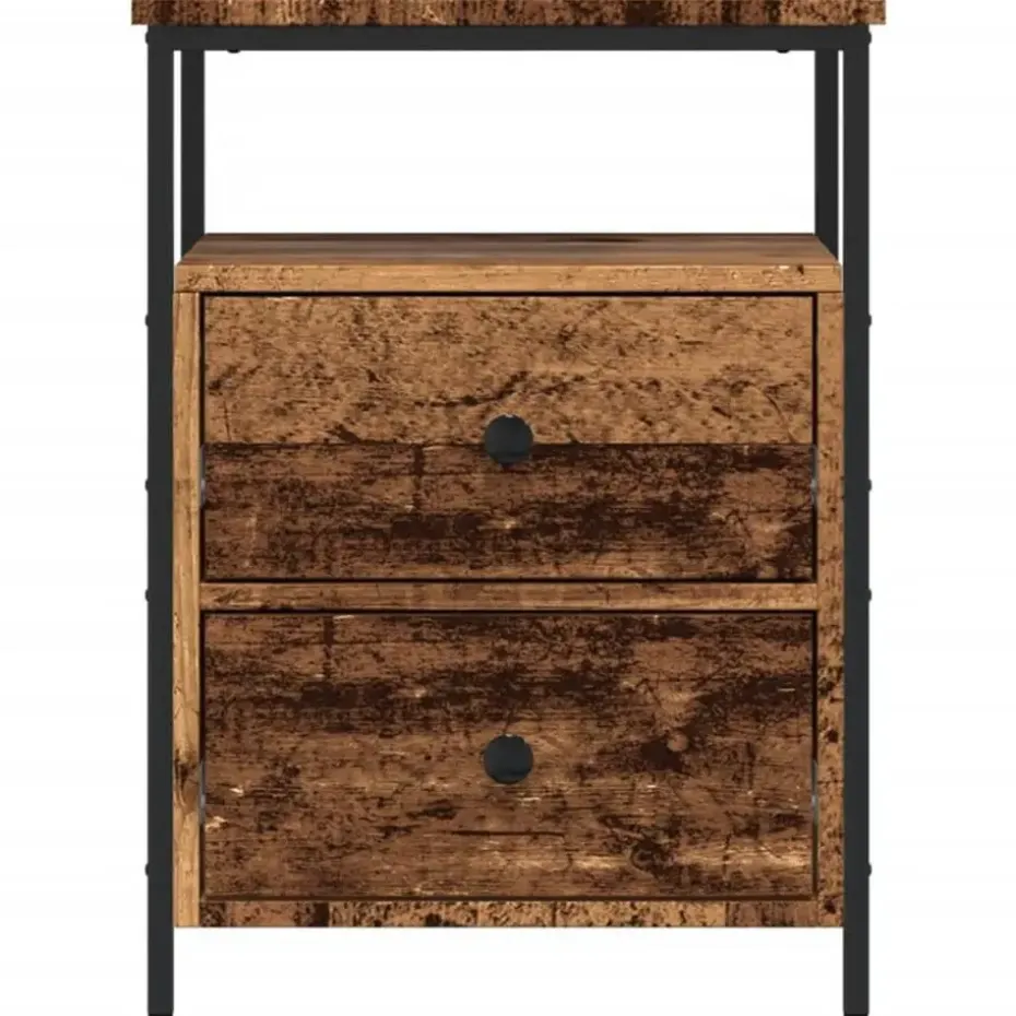 vidaXL - Industrieel Nachtkastjes met 2 lades - Oud hout - 44x45x60 cm - 2 st