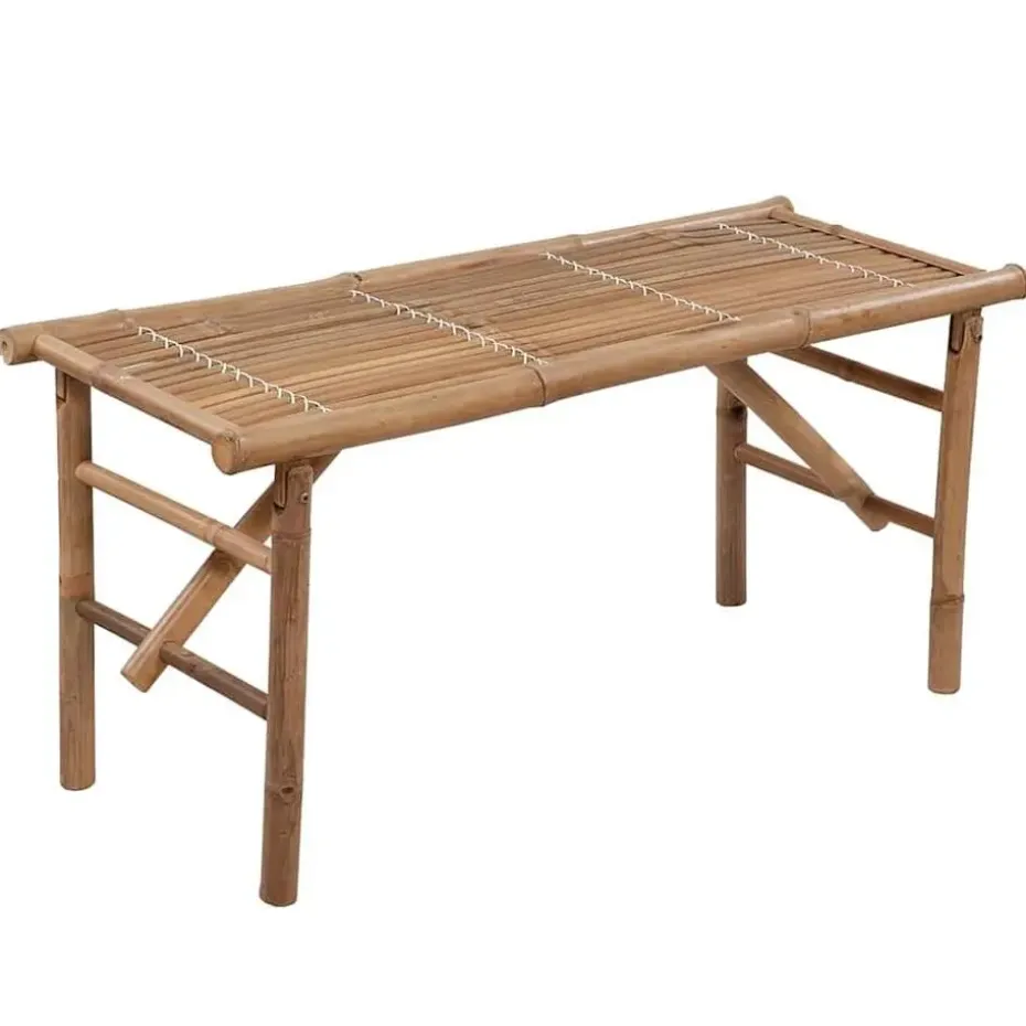 vidaXL - Inklapbaar Tuinbank met antraciet kussen - Bamboe - 118x38x45 cm