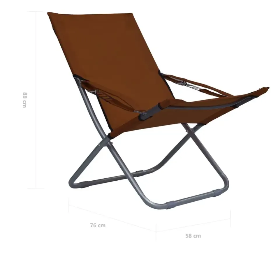 vidaXL - Inklapbare Strandstoel - Bruin - Stof - 2 stuks