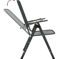 vidaXL - Inklapbare Tuinstoel - Antraciet - Metaal - 2 stuks