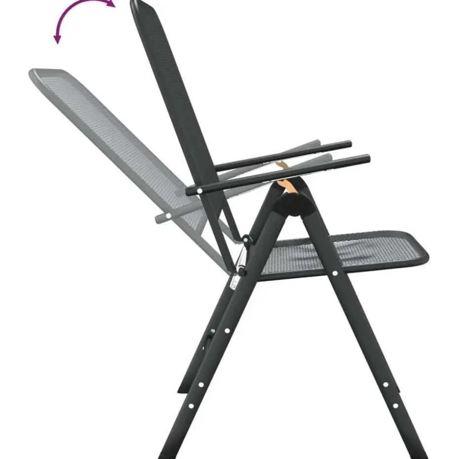 vidaXL - Inklapbare Tuinstoel - Antraciet - Metaal - 2 stuks