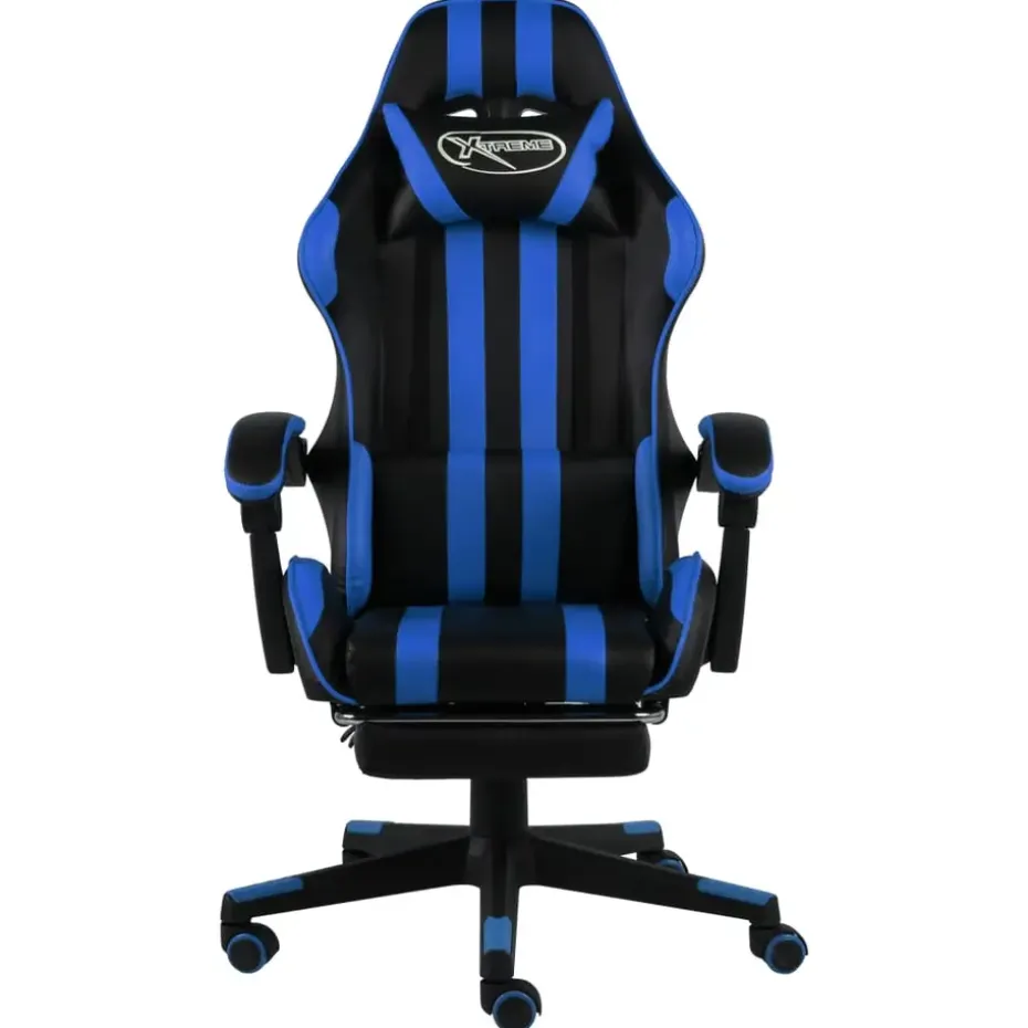 vidaXL - Kantoorstoel - Blauw - Kunstleer